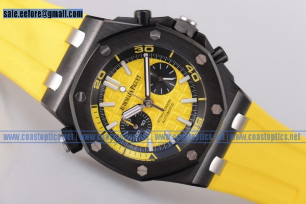 Audemars Piguet Royal Oak Offshore Diver Chronograph Watch PVD Yellow Dial 26703ST.OO.A051CA.01 Replica (EF) - Click Image to Close